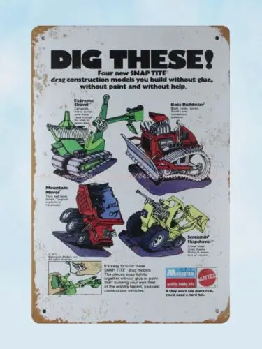 wall art decor Dig These! 1972 Snap-Tite Model Kits metal tin sign