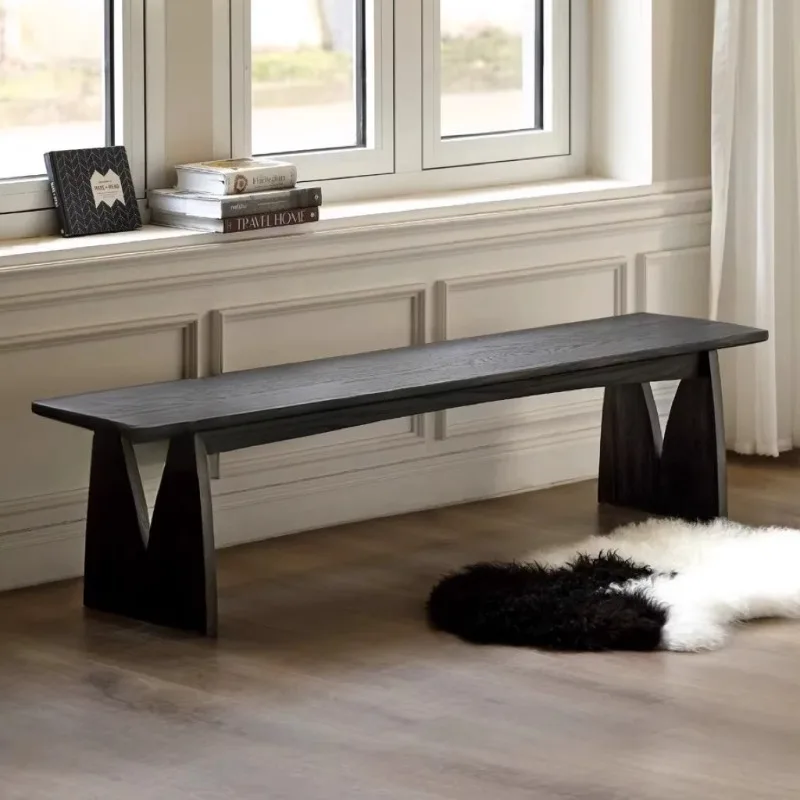 

Solid wood bench bench ash wood black bench