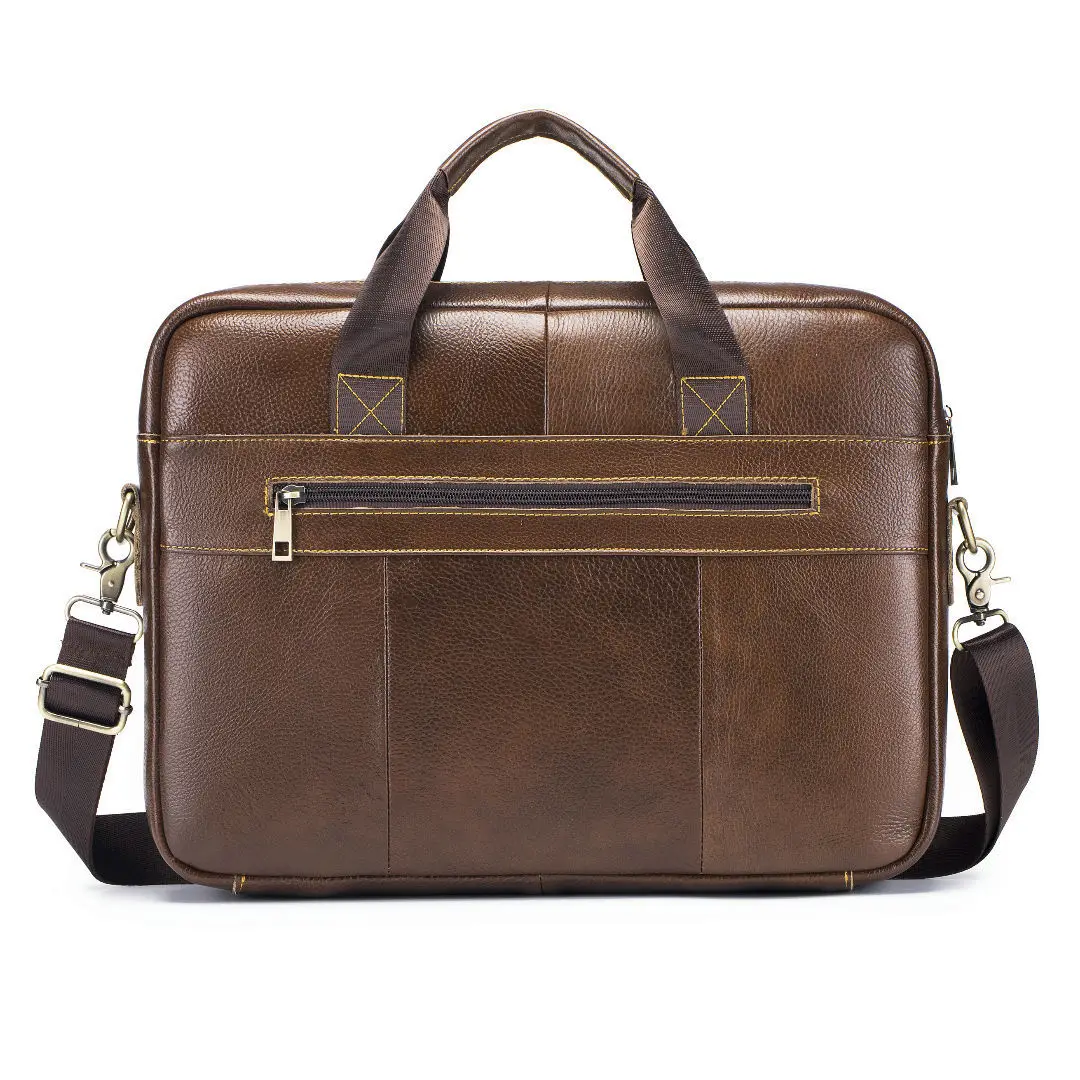 New men's briefcase leather men's bag official 14 inch computer  men's portable shoulder business