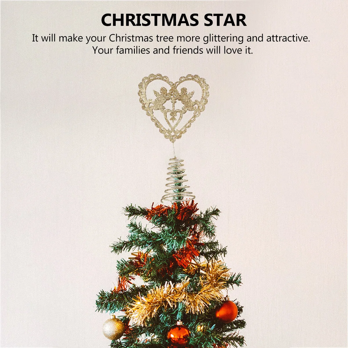 

1pc Golden 15X8.5X4Cm Top Star Decoration Metal Christmas Tree Topper Festive Holiday Ornament Star Tree Toppers Party Decor