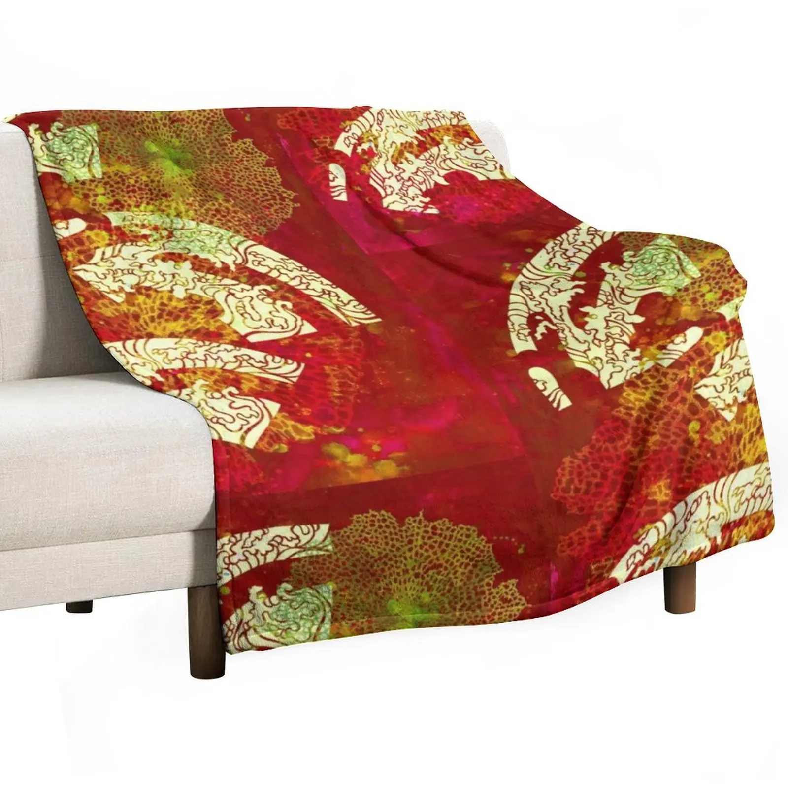 Bright Red Seafans 3 Throw Blanket Bed linens Luxury Brand Furrys Large Extra Large Throw Polar Blankets