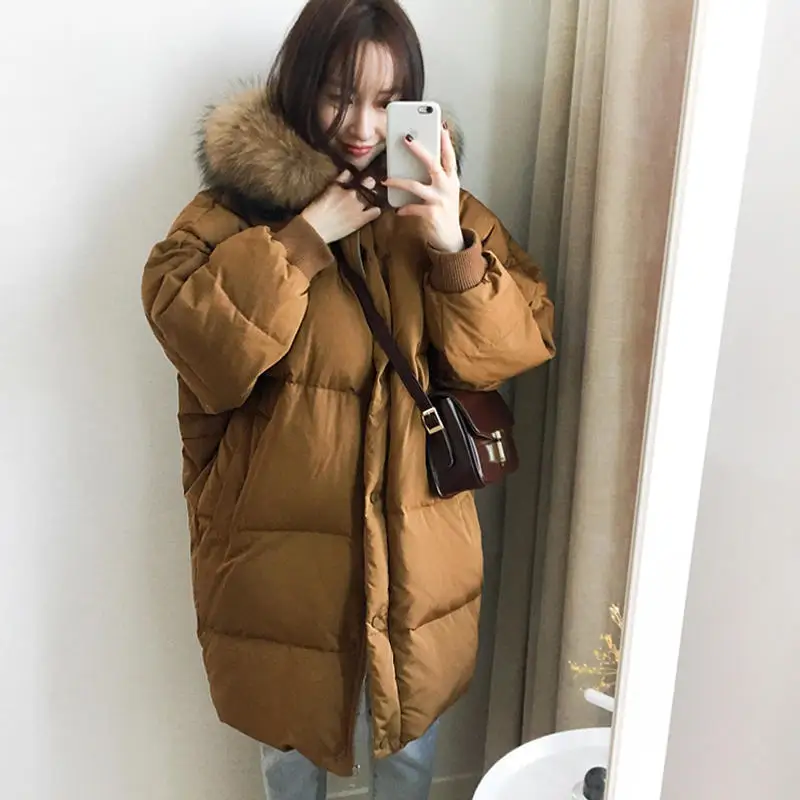 

Winter Jacket Women Parka Warm Down Cotton Coats Female Loose Hooded Long SleeveThicken Oversize Women Winter Coat Padded Black