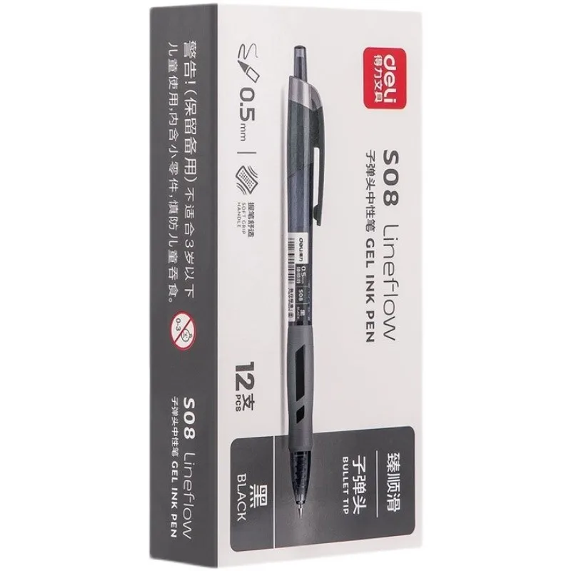 3Pcs DELI S08 Rilakkuma Press Gel Pens 0.5mm Fine Point Black Pens For Journaling Kawaii School Student Supplies Stationery