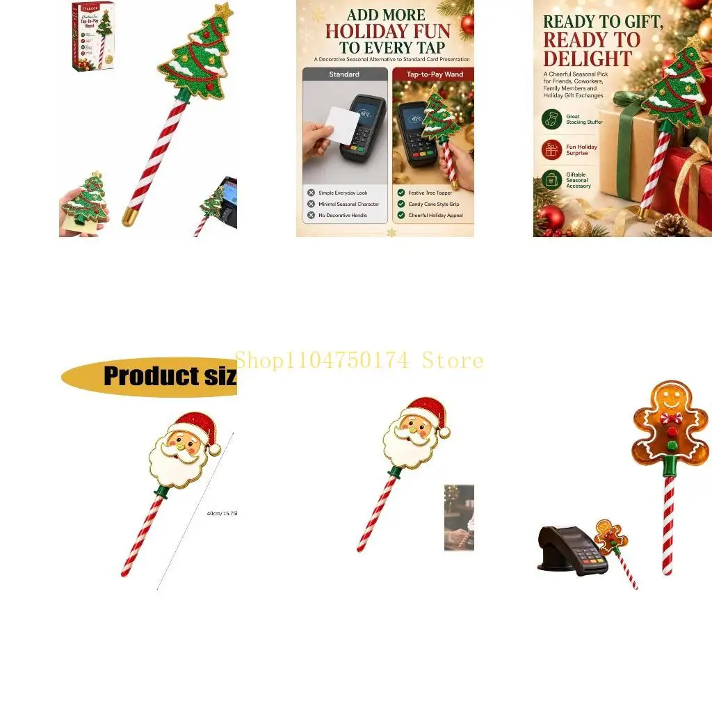 Contactless Payment Card Wand 3D Printed Christmas Tree Candy Cane Handle Holiday Party Accessory For Shopping Checkout Top Sale