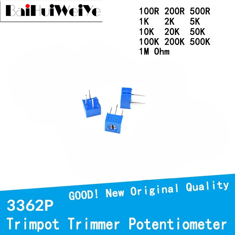10Pcs/LOT 3362P Series Resistance 201 501 102 202 502 103 Trimpo Trimmer Potentiometer 3362 500R 1K 2K 5K 10K 20K 50K 100K 2M