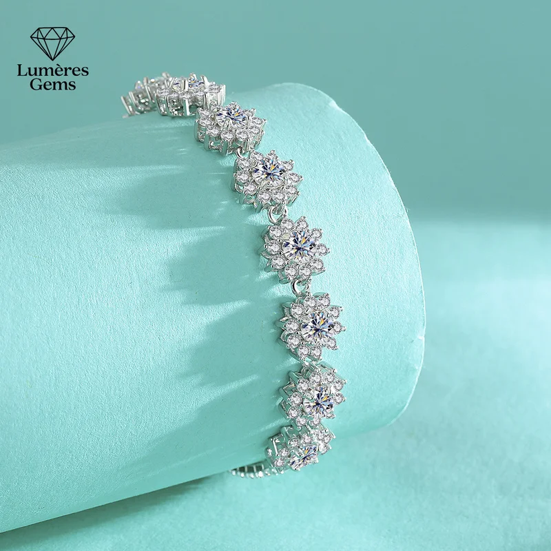 Lumière Gems Platinum PT950 Morganite Full-Diamond Sunflower Bracelet - A Couple's High-End Surprise Gift with a Touch of Glamou