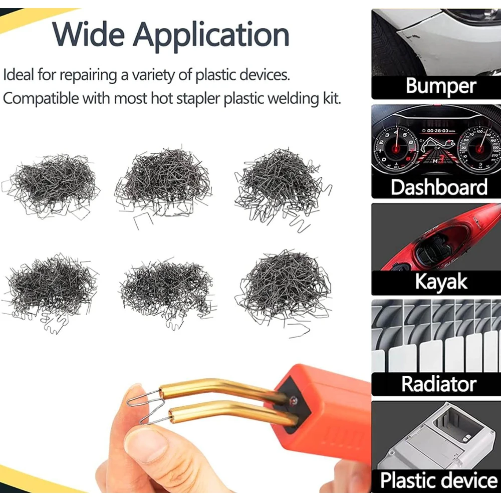 500Pcs Hot Melt Nails Bumper Plastic Welding Tool Automotive Abs Pvc Nail Repair 0.6mm 0.8mm Plastic Welder Accessories