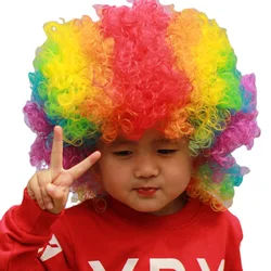 Rainbow Fans Wig Cosplay Explosive Head Clown Wigs Funny Joker Ball Party Performance Festival Props