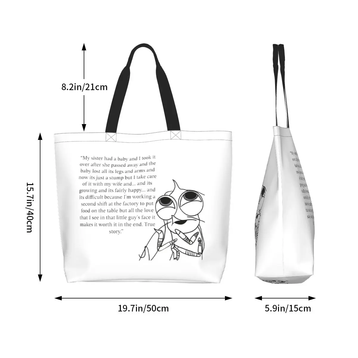 Shark Tales Shrimp Quote Shopping Tote Bag Canvas Large Capacity Shoulder Bags Shopper Grocery Handbag for Women