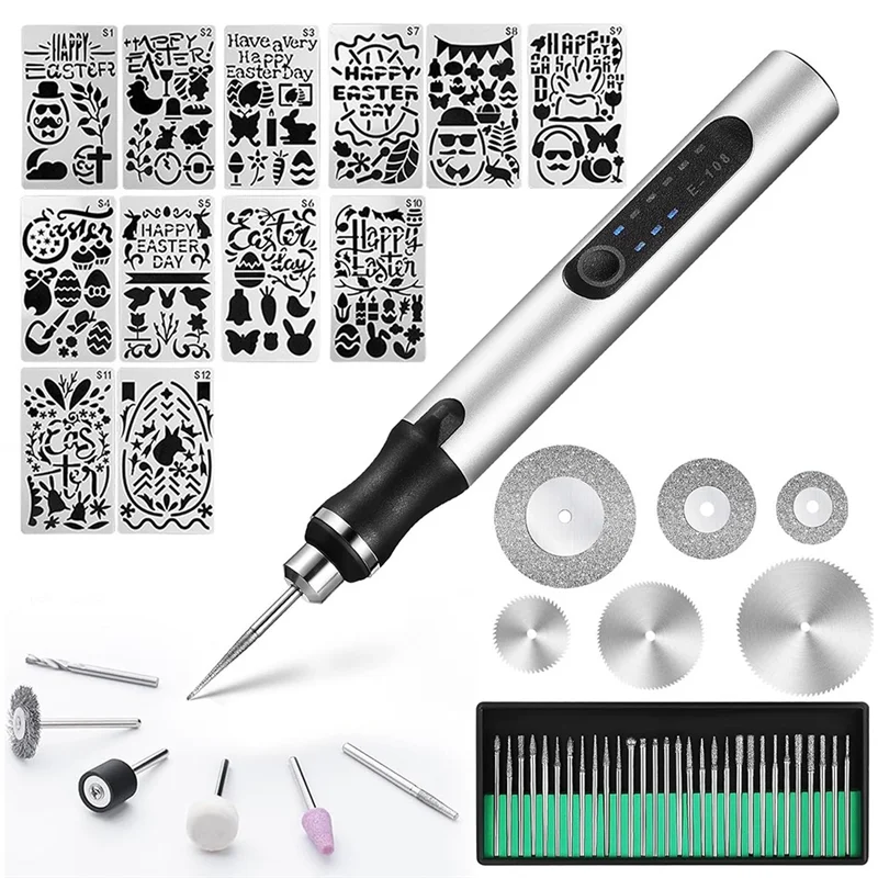 SHGO Multi-Material Engraving Pen with Easter Templates – Engraves Metal, Wood, Glass, Plastic 1