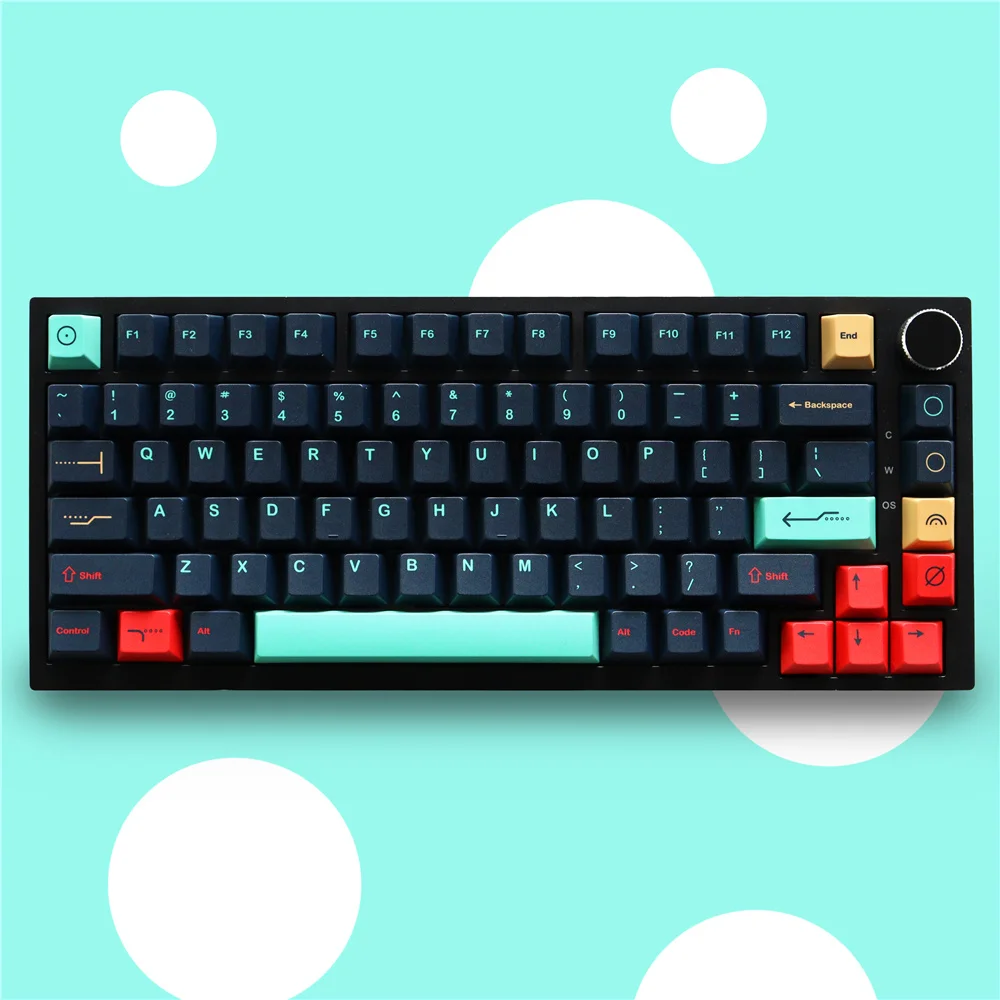 

Metropolis Black Keycaps Dye Sub PBT Ergonomic Design 129 Keys Cherry Profile for 61/64/104/108 Mx Switch Mechanical Keyboard