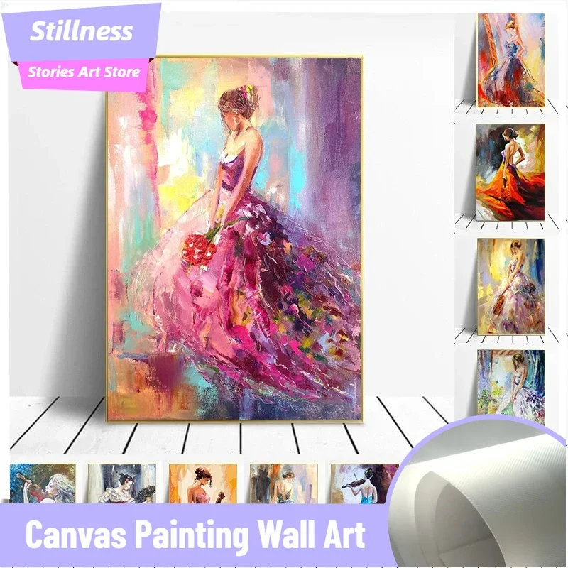Historias de moreza, moda sin marco, violín, mujer, impresiones en lienzo, hermosas y elegantes chicas, pintura, carteles de violín para el hogar D