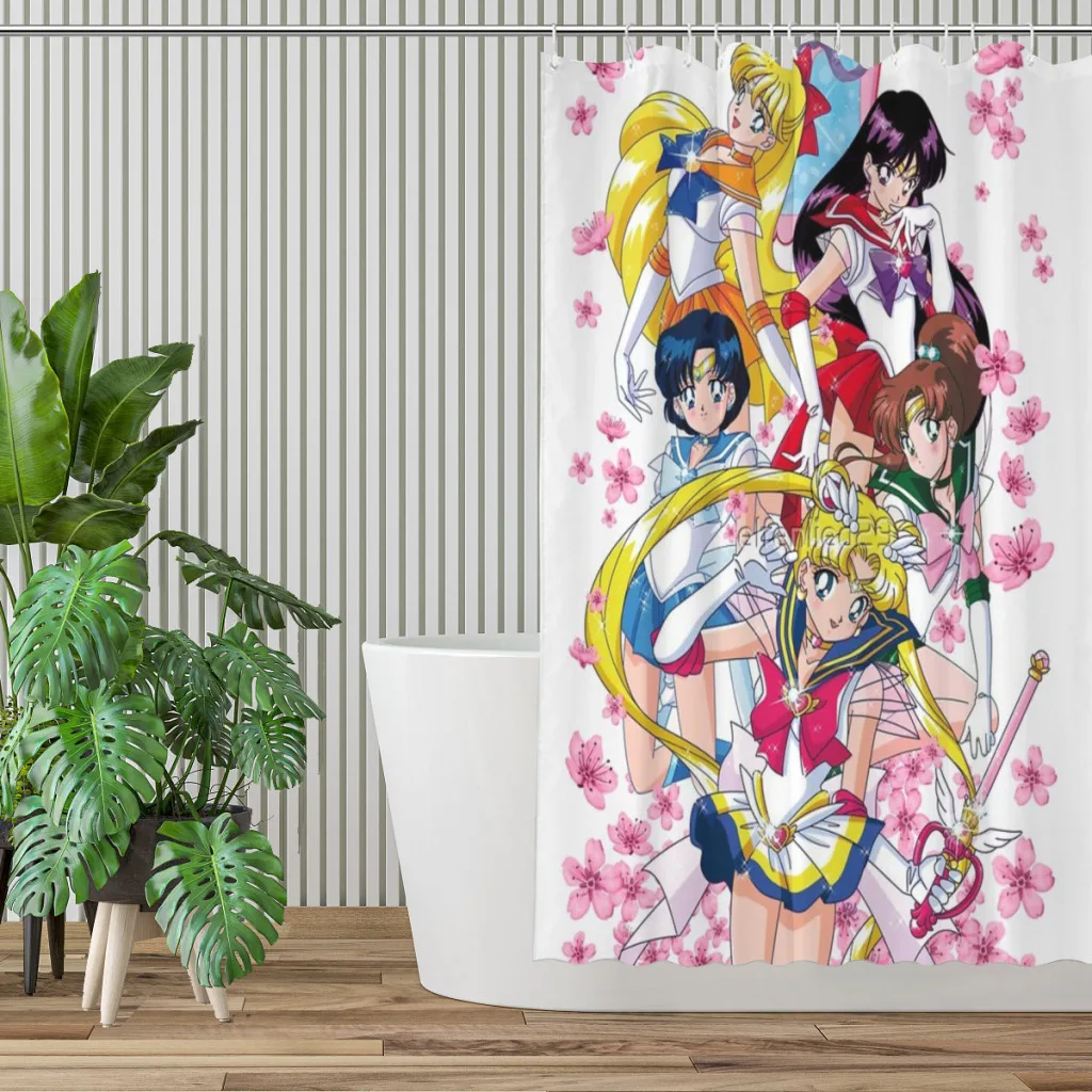 Girls-Sailor-Moon Shower Curtain for Bathroom  Aesthetic Room Decoration