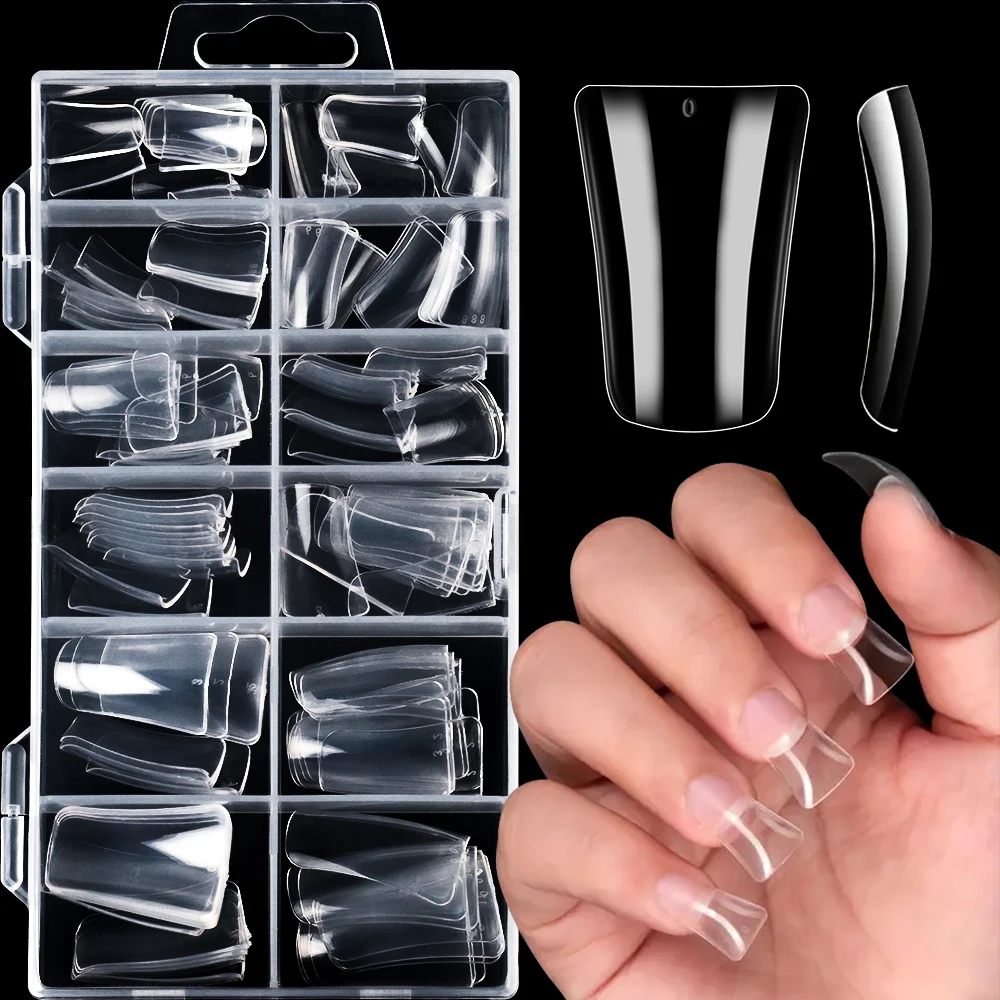 120Pcs Transparent Duckbill Fake Nails 12 Different Sizes Duck Shaped Full Cover Press On Nails Y2K Wearable False Fingertips TD