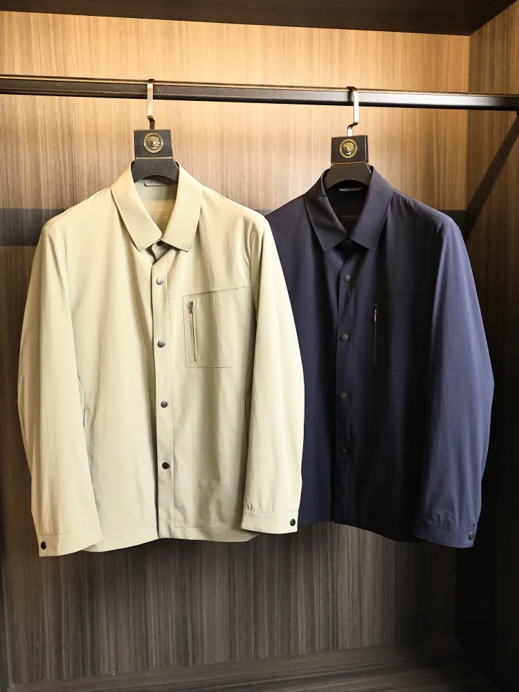 High-End Men's Business Commuter Jacket Summer Cool Sensation Notch Collar Glued Seams Process Standard Fit Fashion Urban Style