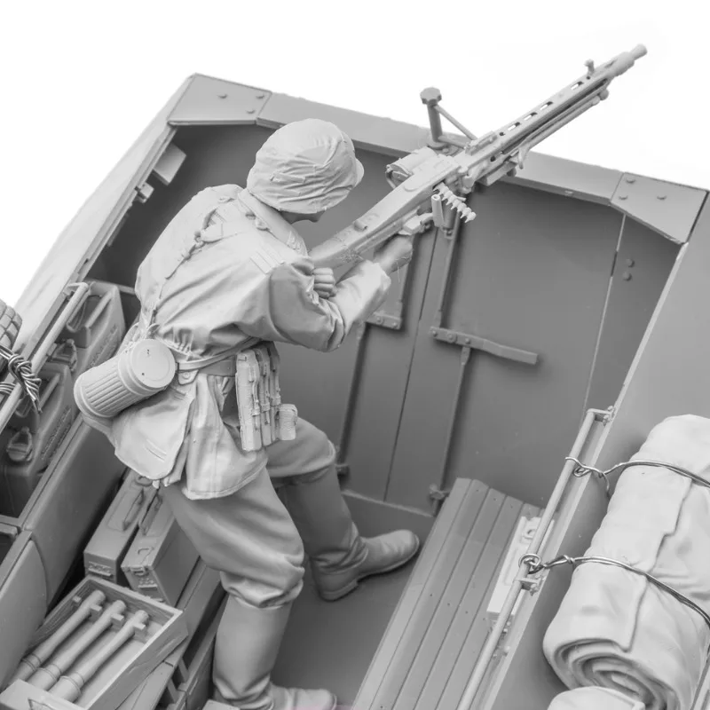 Kit de figurines miniatures militaires historiques en résine, jouet de diorama assemblé, mitrailleur arrière MG42, non assemblé et non peint, 1/16, 0104