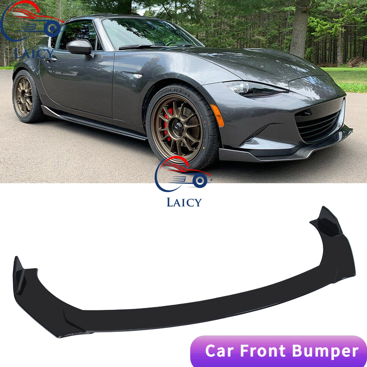 LAICY For Mazda Miata MX5 2006-2022 Car Front Bumper Lip Chin Spoiler Splitter Body Kit Guard Deflector Lips Covers Carbon