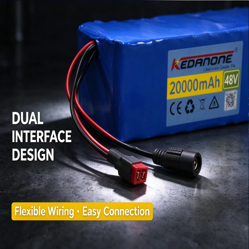 Nuovo pacco batteria agli ioni di litio 48V 20Ah 2000W 13S3P DC/T, adatto per motori 48V con BMS + caricabatterie 54,6V