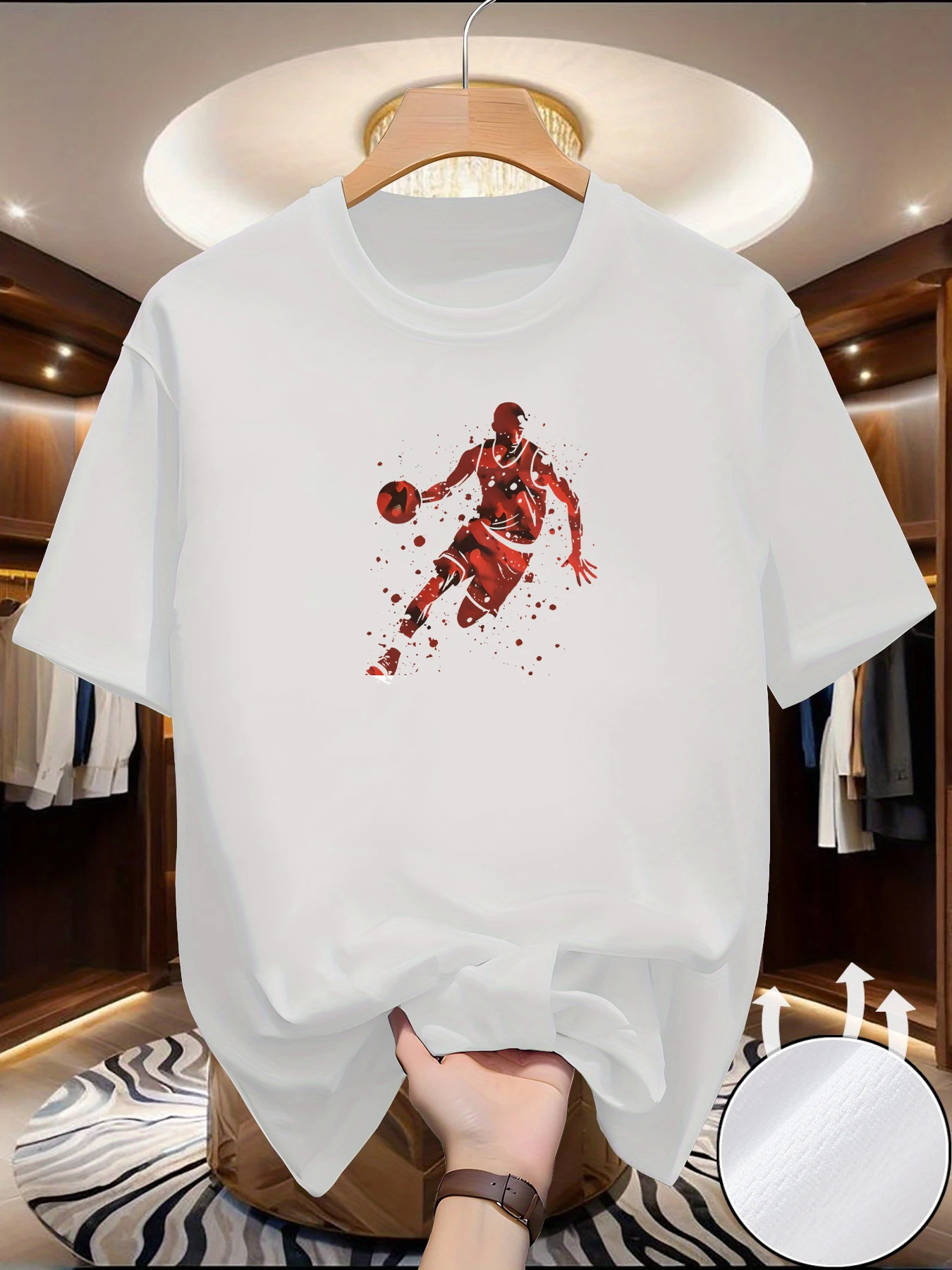 Summer men's short-sleeved American design printed T-shirt casual sports versatile top