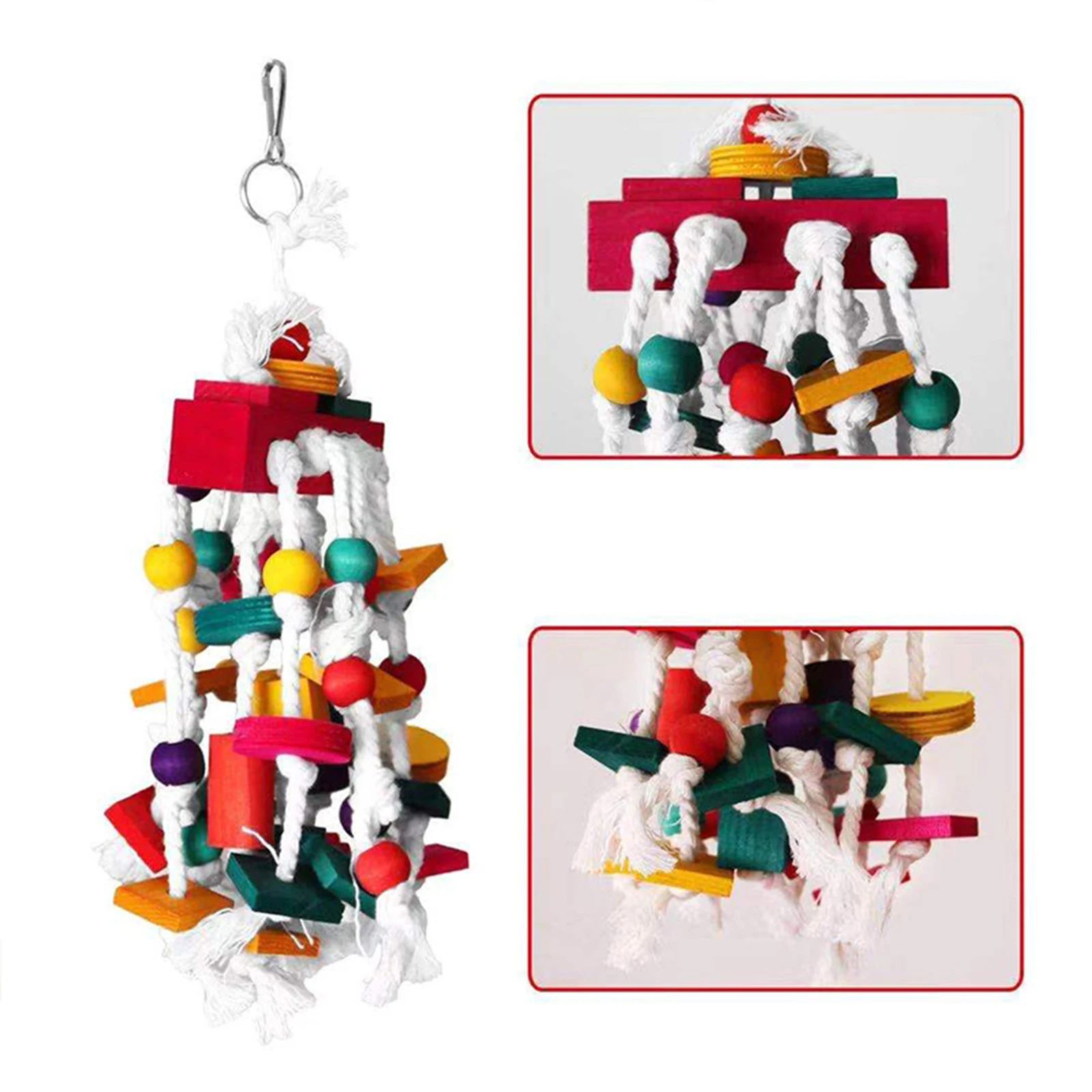 Natural Wood Bird Toys Beak Exercise Entertainment Large Parrot Toys for Large Medium Macaws African Greys Cockatoos view 5