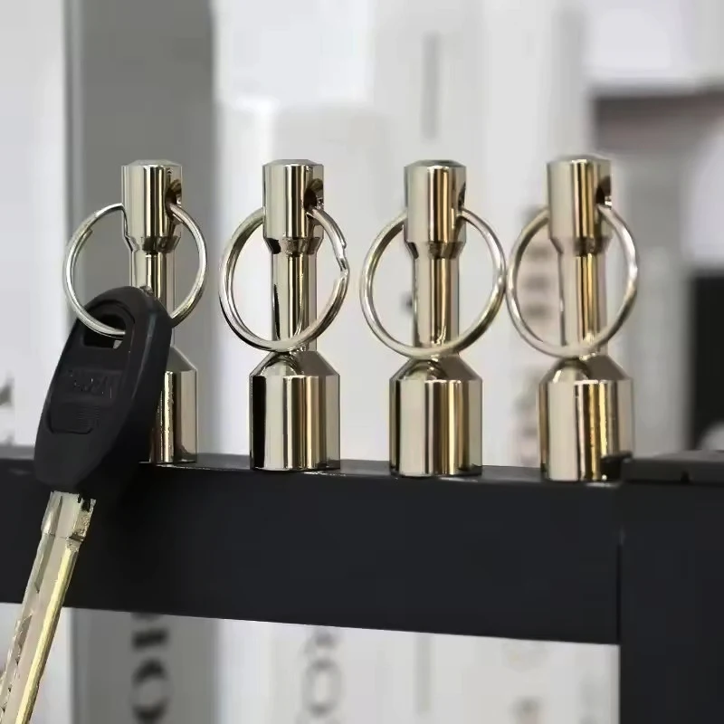 Super Strong Metal Magnet Check Car Keys Keychain Split Ring Pocket Keyring Hanging Holder Portable Outdoor Tools Silver Color