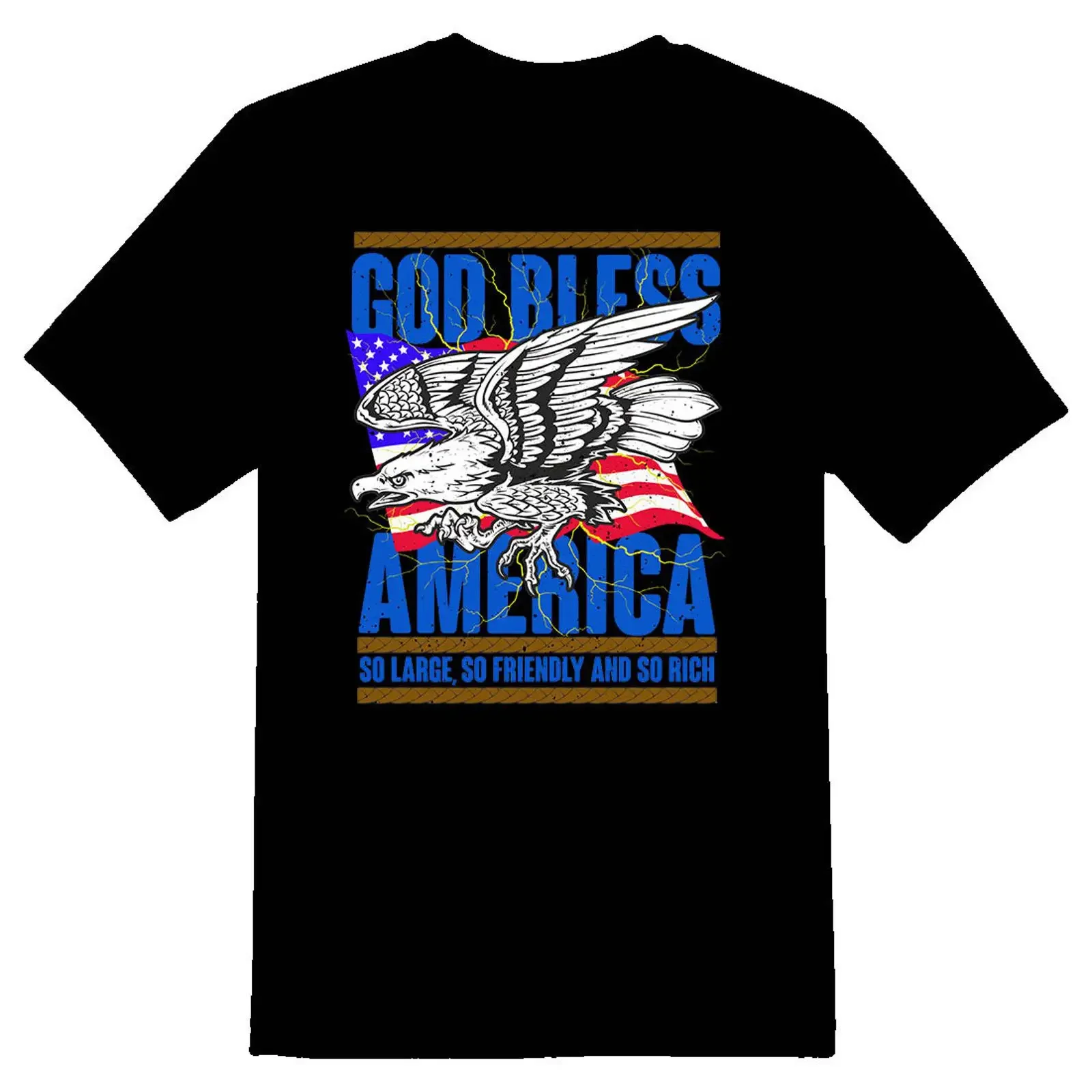 God bless America eagle and flag black or white tee shirt vintage Washed graphic Casual Unisex streetwear designer clothes