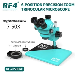 RF4 RF-7050PRO 6-position Knob To Adjust 7-50X Magnification Trinocular Microscope for Motherboard PCB Repair Microscope Tool