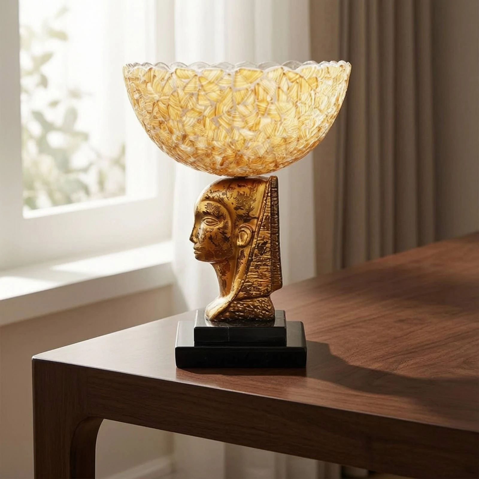 Pharaoh Head Fruit Tray Elegant Fruit Tray with Pedestal Decorative Bowl Luxury Bowl with Pedestal Base Sturdy for Living Room