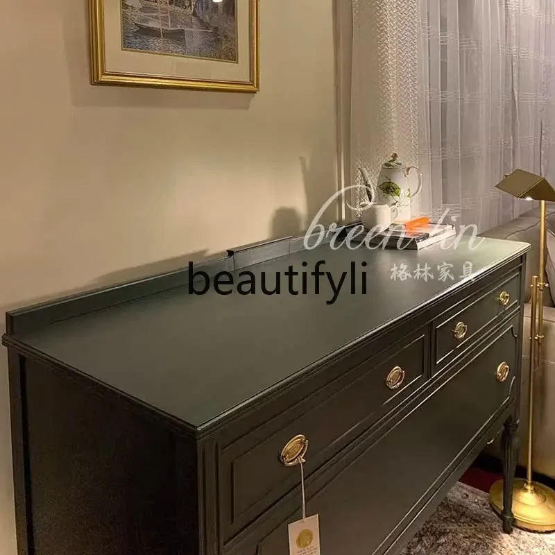 2003French black solid wood entrance table/partition entrance table/simple wall partition drawer dining side cabinet