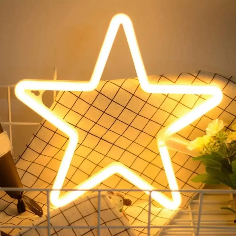 

LED Neon Light Romantic USB/Battery Powered Neon Lamp Creative Star Shape LED Light Wall Decoration For Party