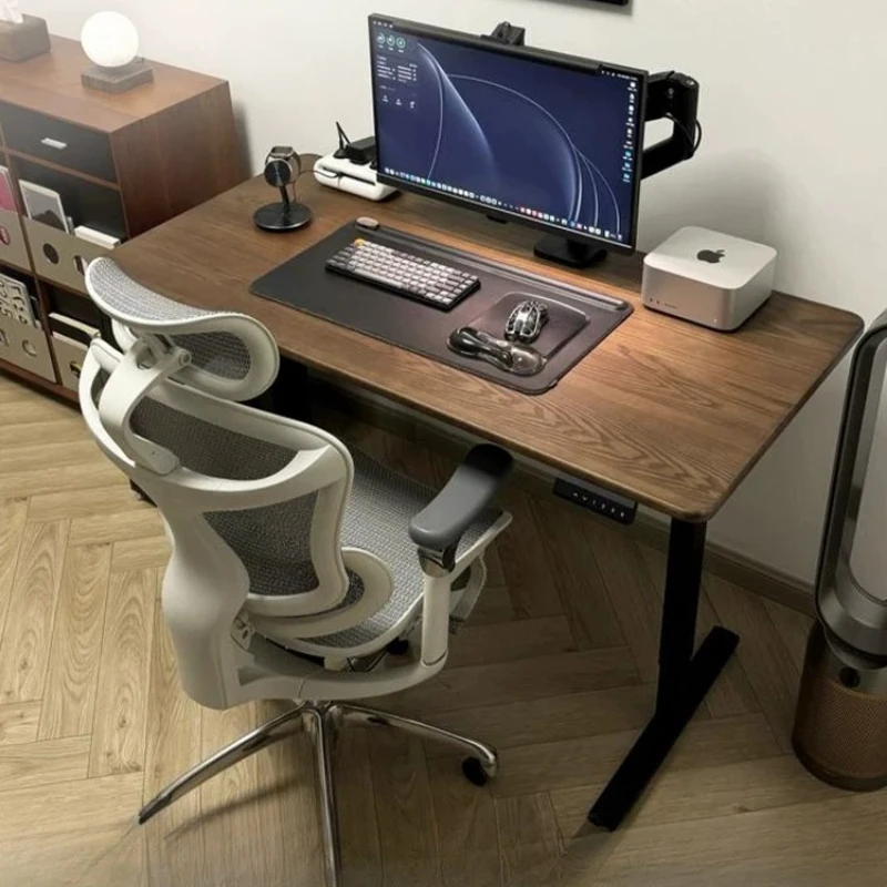 Eco-friendly Solid Wood Electric Lifting Desk, Affordable Household E-sports Computer Desk with Lift Table Legs