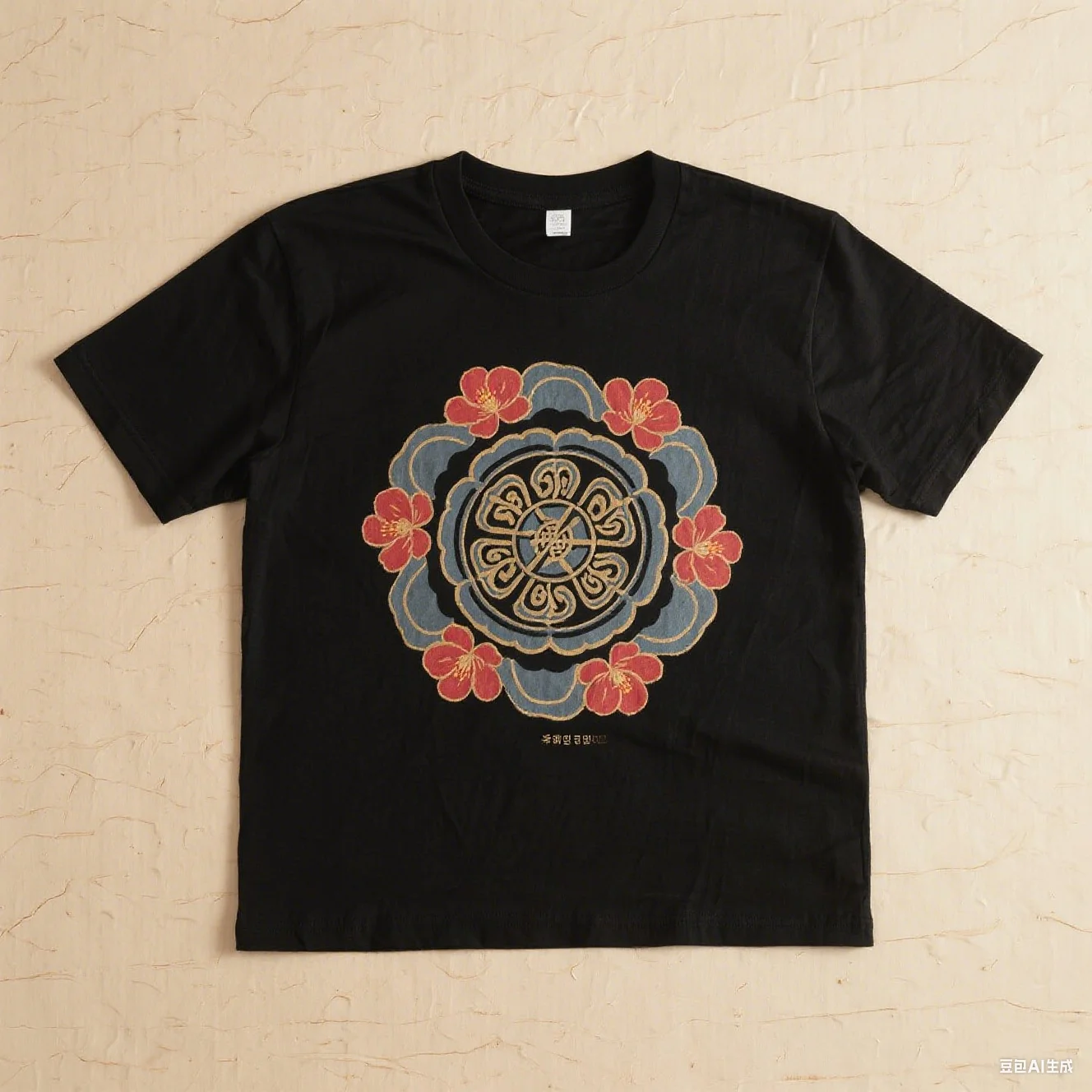 

Корейская традиционная парусиновая плитка с принтом, повседневная повседневная одежда, восточная модная культурная удобная хлопковая футболка унисекс