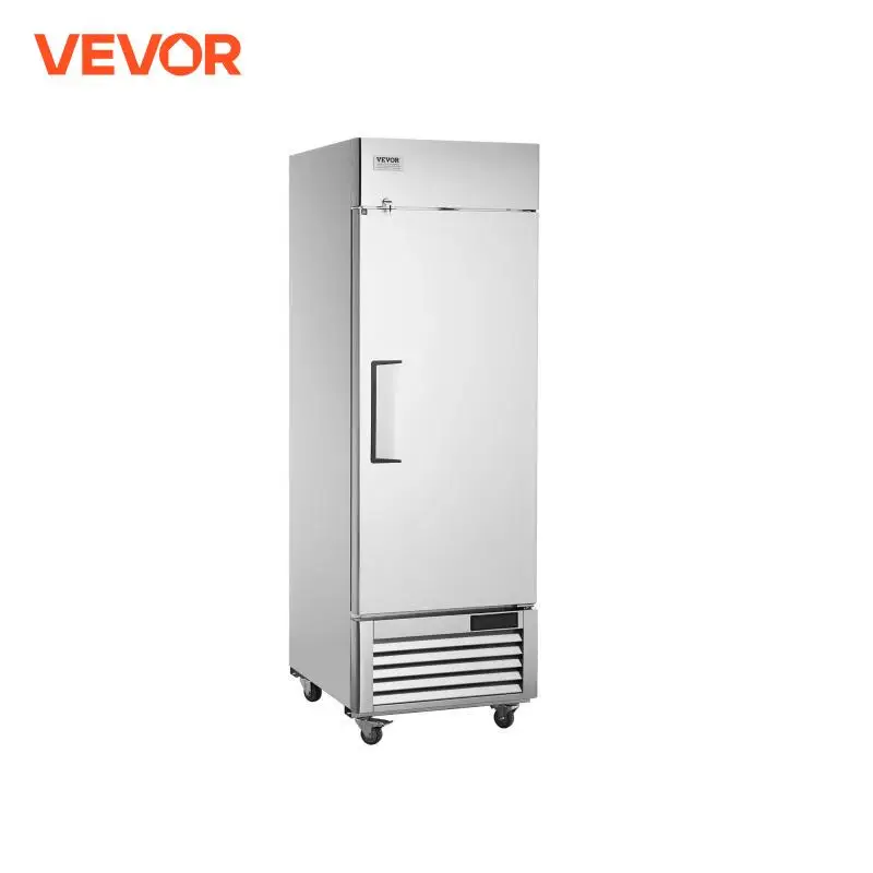 VEVOR Commercial Freezer Freezer Single Door Auto-Defrost Stainless Steel Reach-in Freezer -13 to 5℉ Temp Control