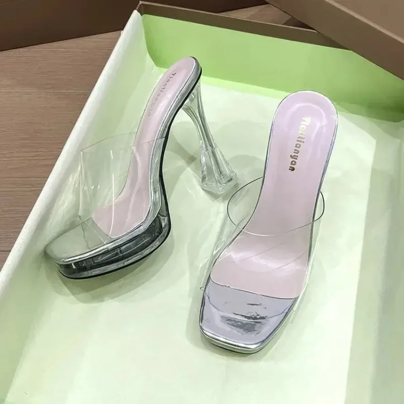 Ultra-High Heel Transparent Crystal Fashion Sandals Women's Comfortable New 2026 Style Elegant Versatile Shoes With Polyurethane view 3
