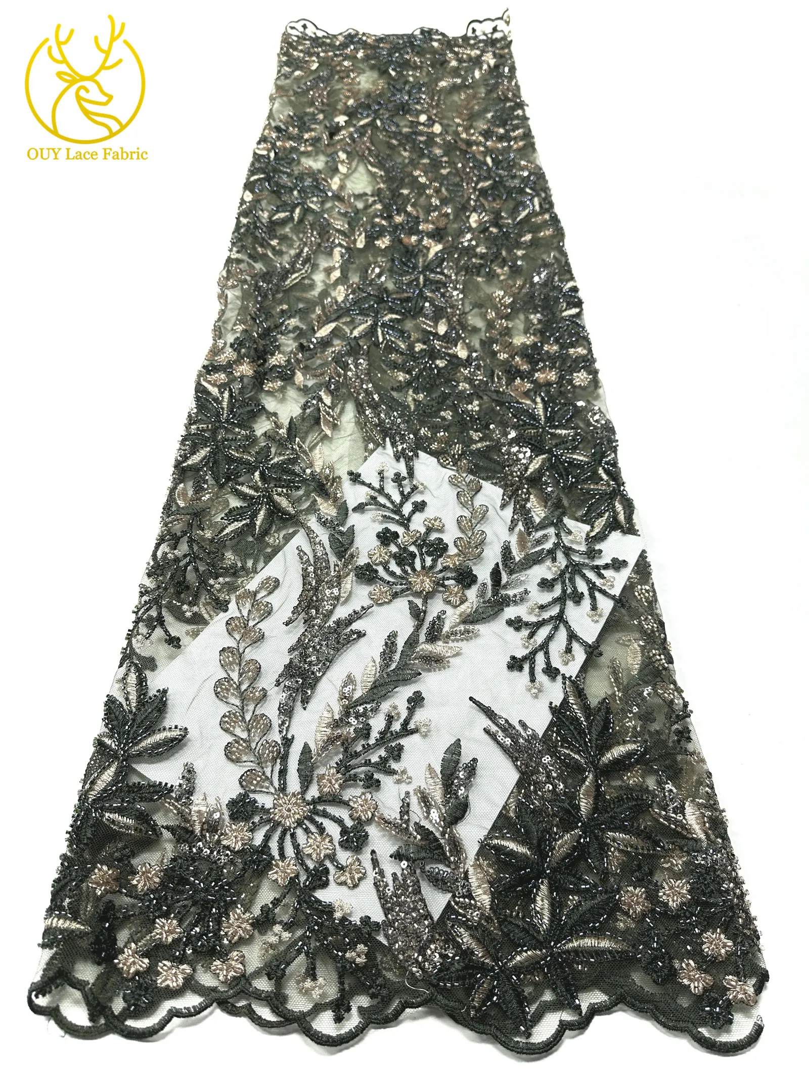 2026 Eleganter Afrikanischer Pailletten-Stickerei-Spitzenstoff 5 Yards Hochwertige Französische Perlen-Spitze Nigerianisches Party-Abendkleid Nähzubehör – Detail 11