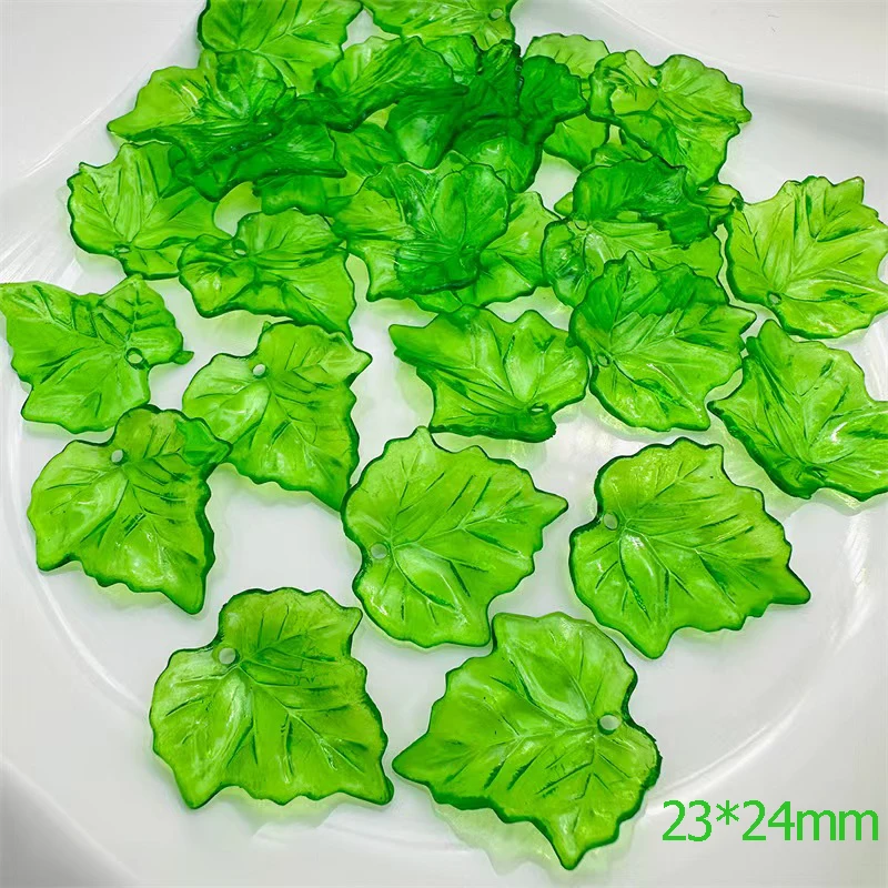 

100-1000PCS Green Transparent Leaf Shape Beads Pendant Loose Bead For DIY Jewelry Making Necklace Bracelet Charm Accessories