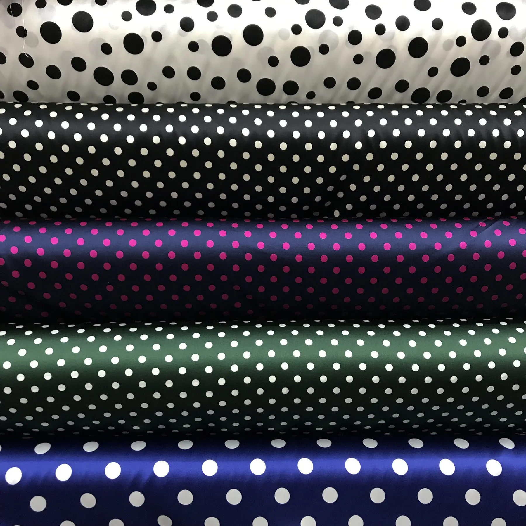 Polka Dot Silk Fabric Stretch Satin Silk Cloth High-End 19 Momme Polka Dot Dress Cheongsam Shirt