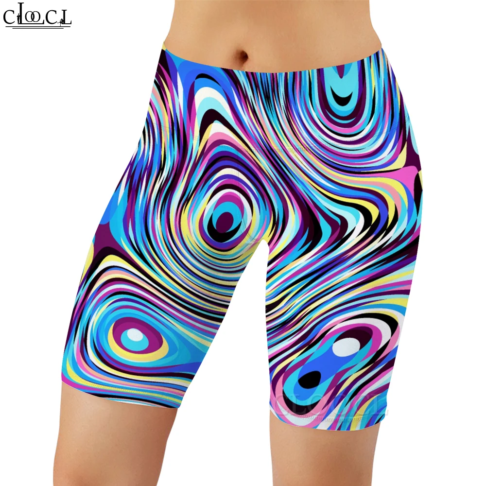 

CLOOCL Women Legging Shorts Abstract Swirl Texture Printed Gym Workout Pants Female Fitness Stretch Skinny Shorts Dropshipping