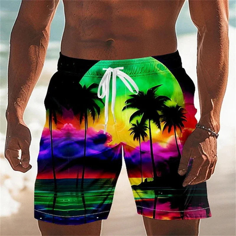 

Men's Hawaiian Summer Beach Shorts, 3D Coconut Print Swimsuits, Women's Graphic Swimsuits, 2025 Fashion Shorts