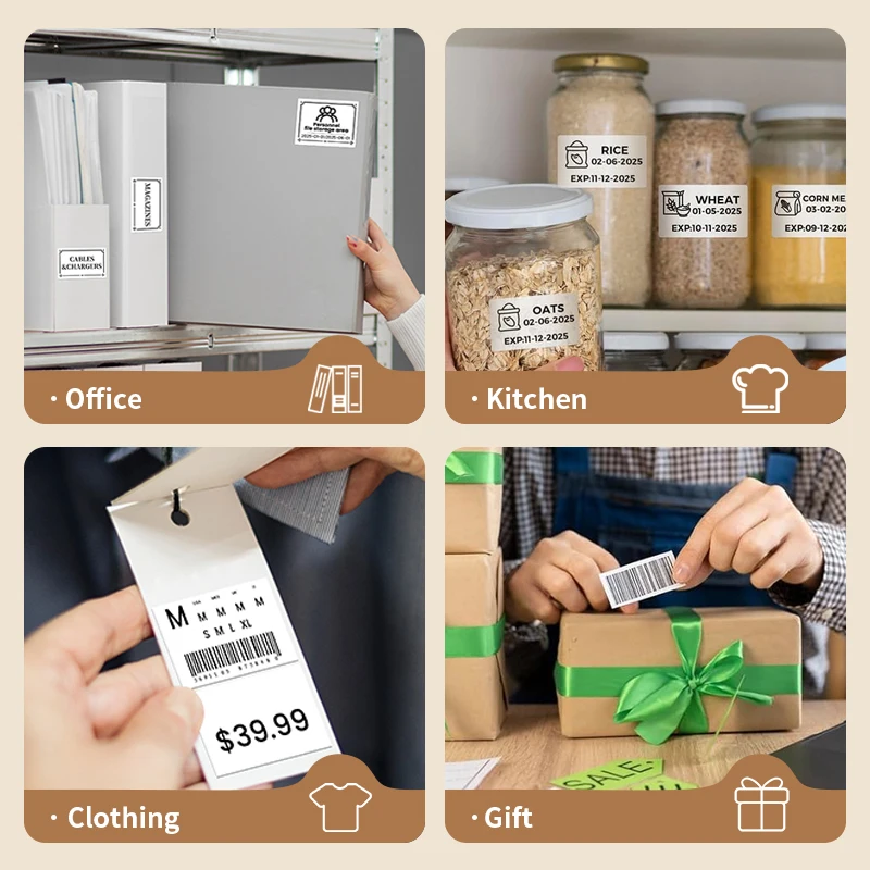 5 Rolls of White Label Stickers, 30Mm/40Mm/50Mm Wide, Compatible with M110/M221/M220/M120/M200/Etc Portable Handheld Thermal Label Printers, for Office, Business, and Home Labeling, Widely Used