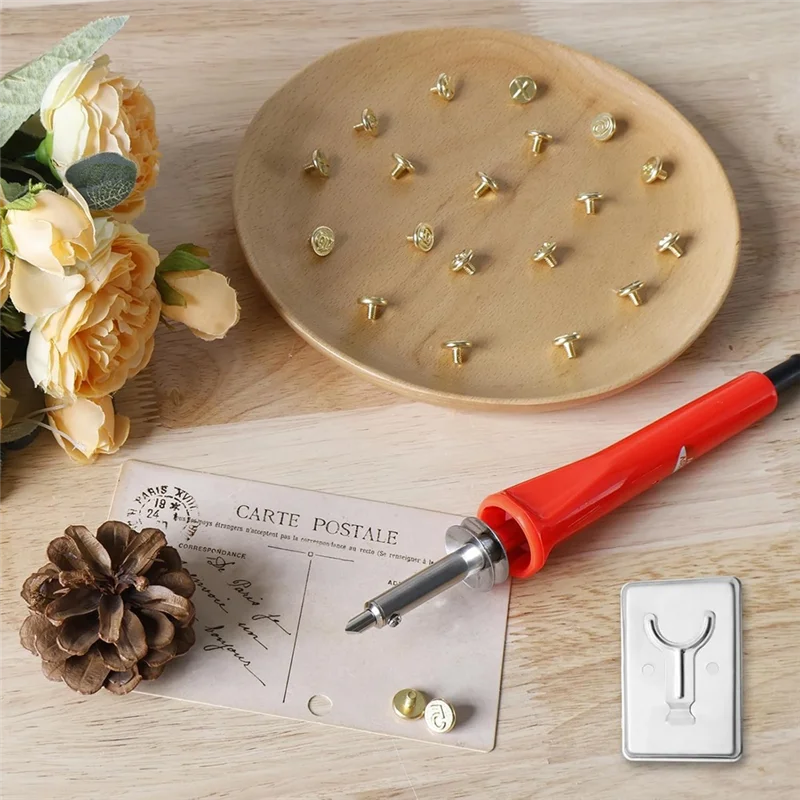 AF95-Set punte per legna, 26 lettere Kit punta per legna Numero di lettere in rame Stencil per saldatore Spina americana