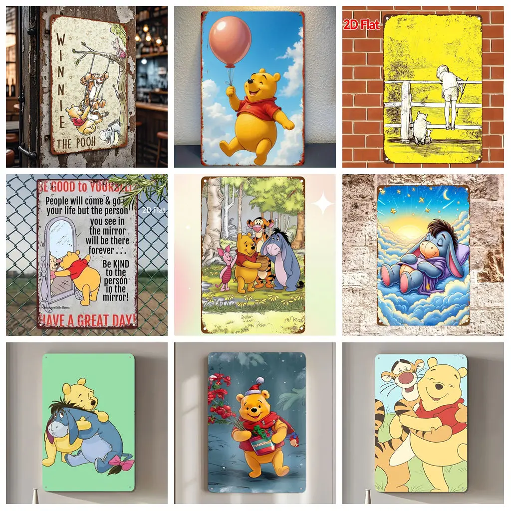 

Miniso Disney Winnie the Pooh Tigger Tin Sign Wall Decor Art Wall Mural Room Decoration Decor Retro Metal Sign Plate Bar Posters