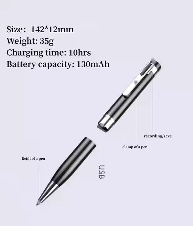 Mini pluma grabadora de voz de Audio Digital portátil de 128GB, pluma de grabación de sonido síncrona para escritura a mano