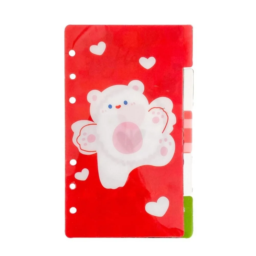5Sheets A6 Loose-Leaf Notebook Refill Paper Bear Flower Spiral Binder Divider Page Separator Cherry 6-hole