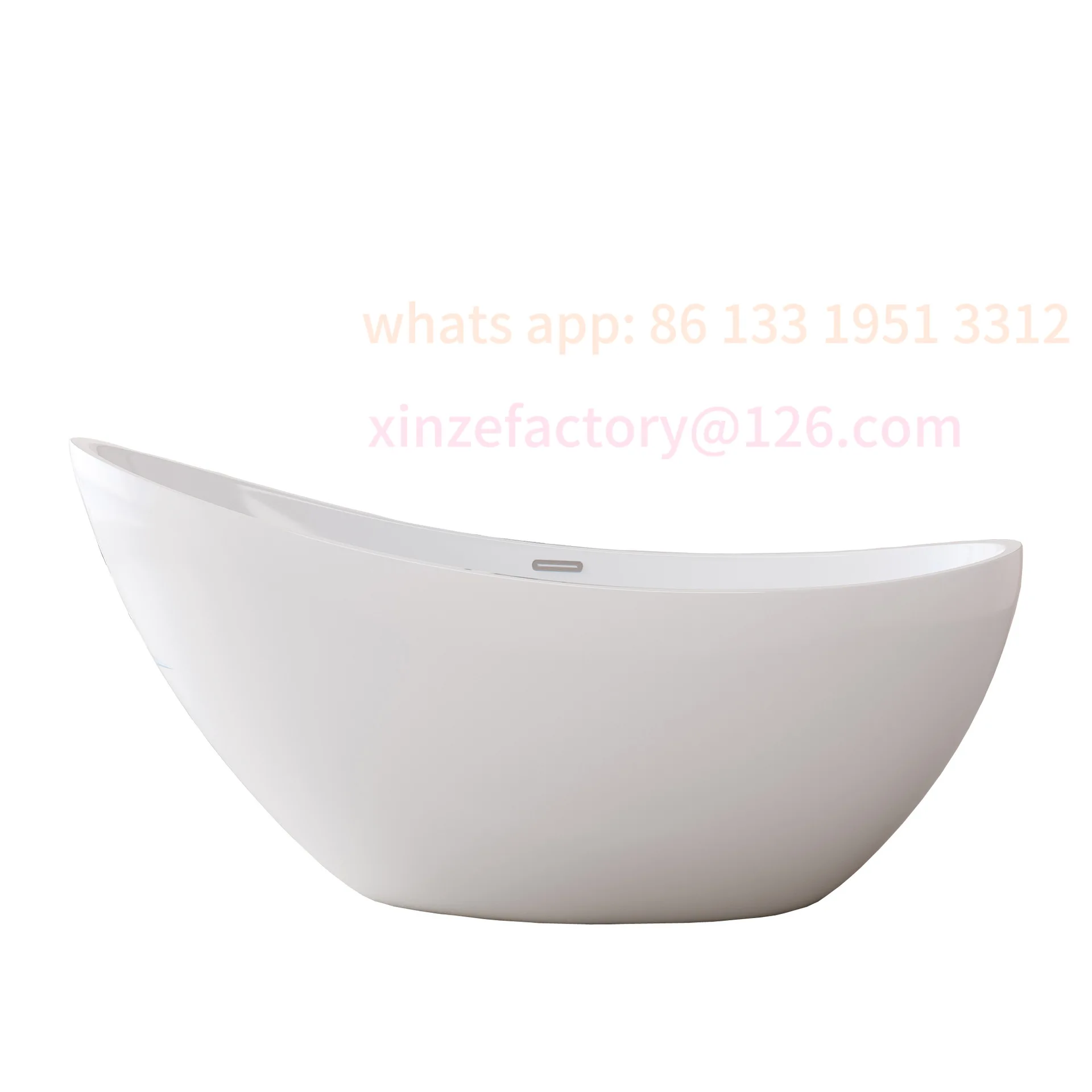 

Customizable crescent type freestanding acrylic bathtub for adults B&B hotel project