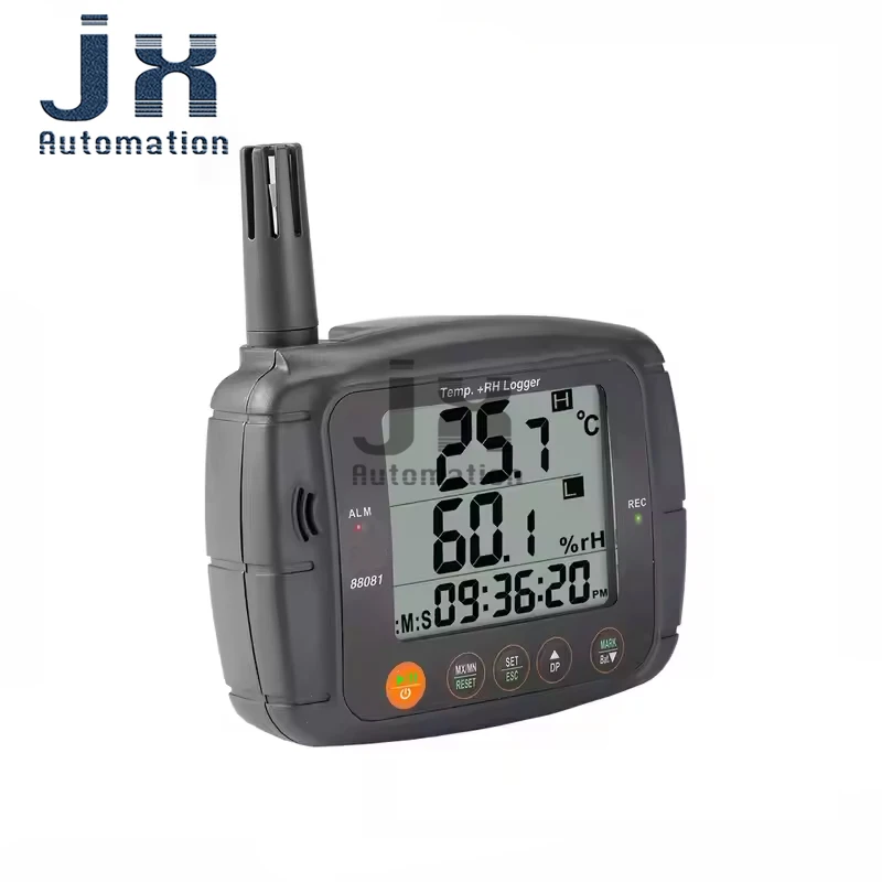 AZ88081 Large LCD Temp Humidity Data Logger USB Dew Point Recorder 24000 Records Buzzer Alarm PDF Excel Report for Warehouse Lab
