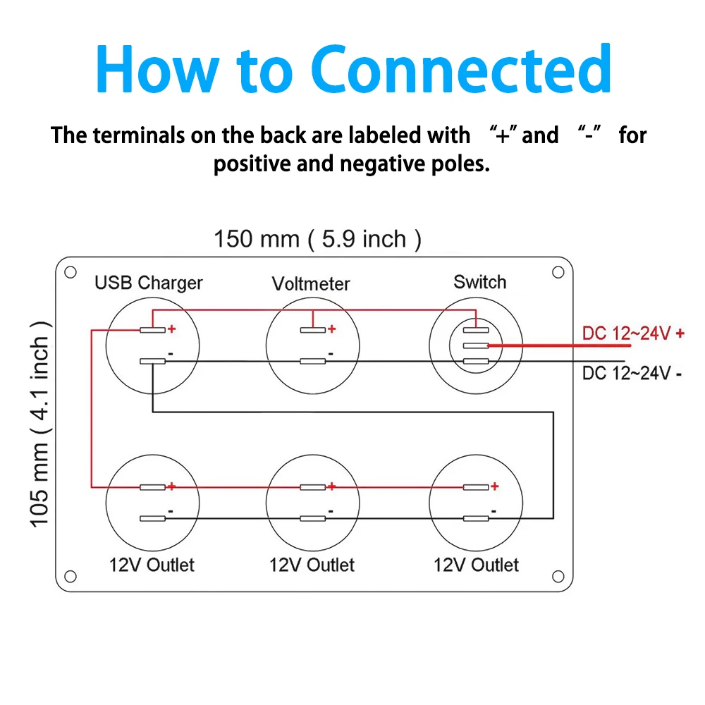 12V Multi Panel Cigarette Lighter Plug Socket Power Outlet 4.2A Dual USB Charger LED Voltmeter Toggle Switch for Car Marine RV