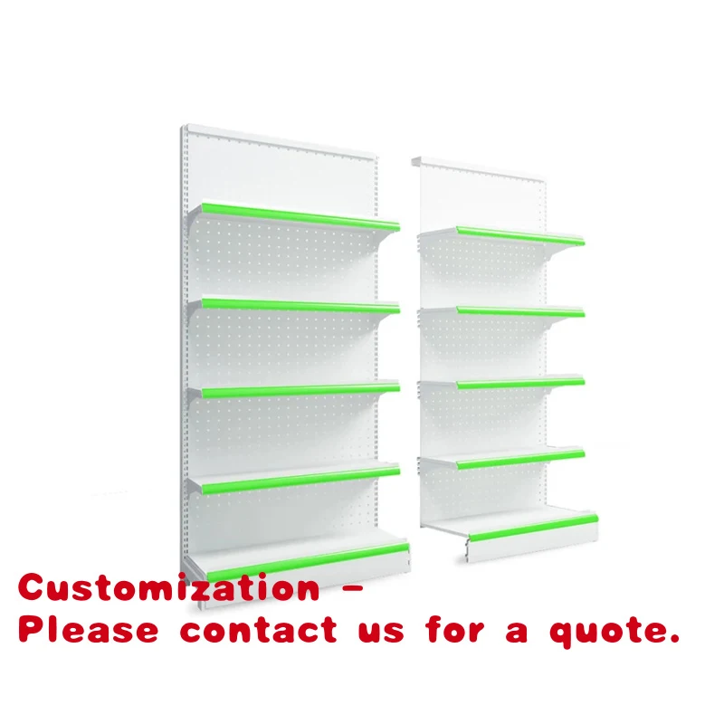 custom.Wall-Mounted Double-Sided Heavy Duty Metal Supermarket Shelf Against Wall