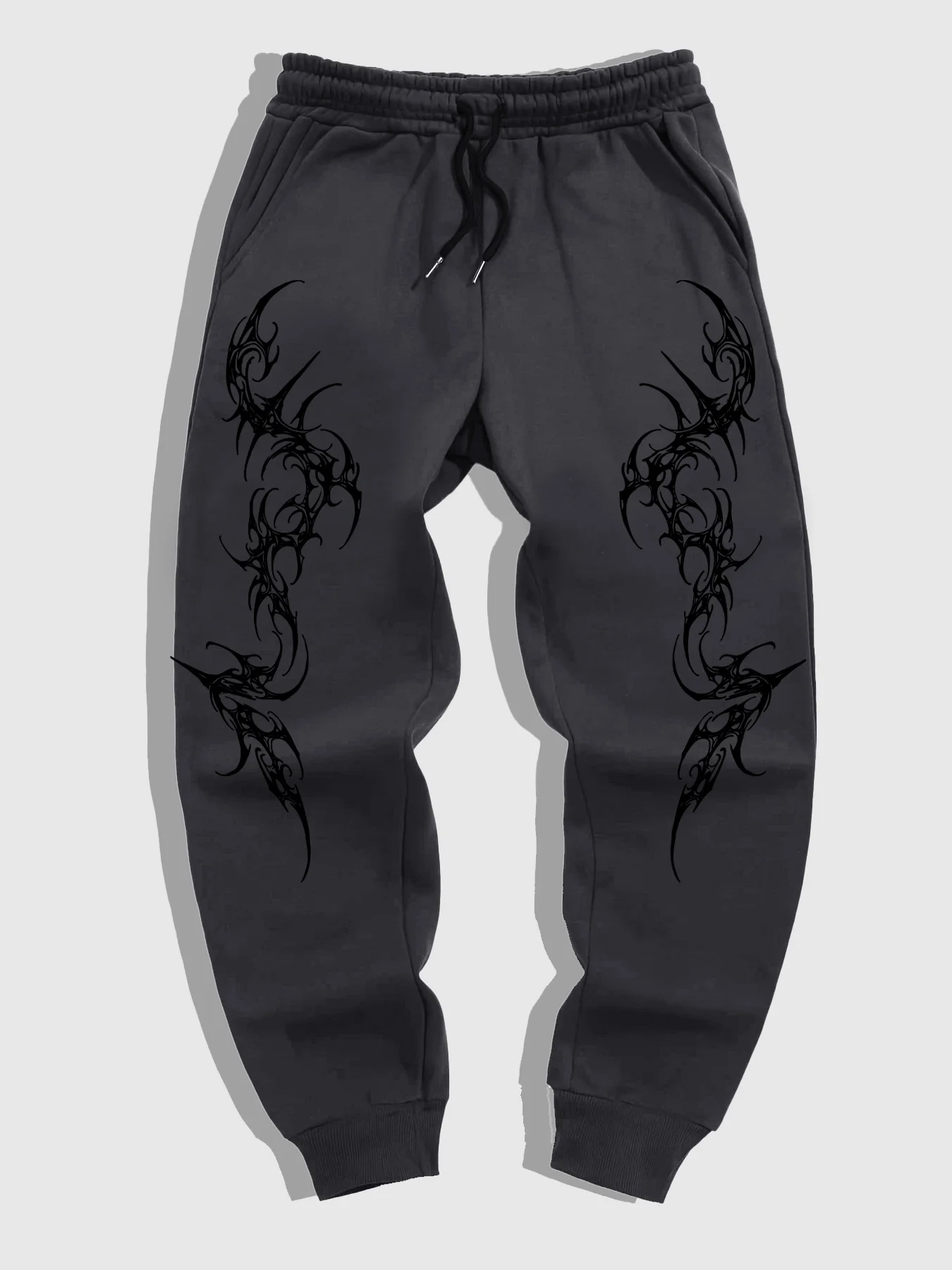 Men's Gothic Print Geometric Pattern Jogging Pants Elastic Drawstring Autumn and Winter Casual Trousers Daily Wear Sweatpants