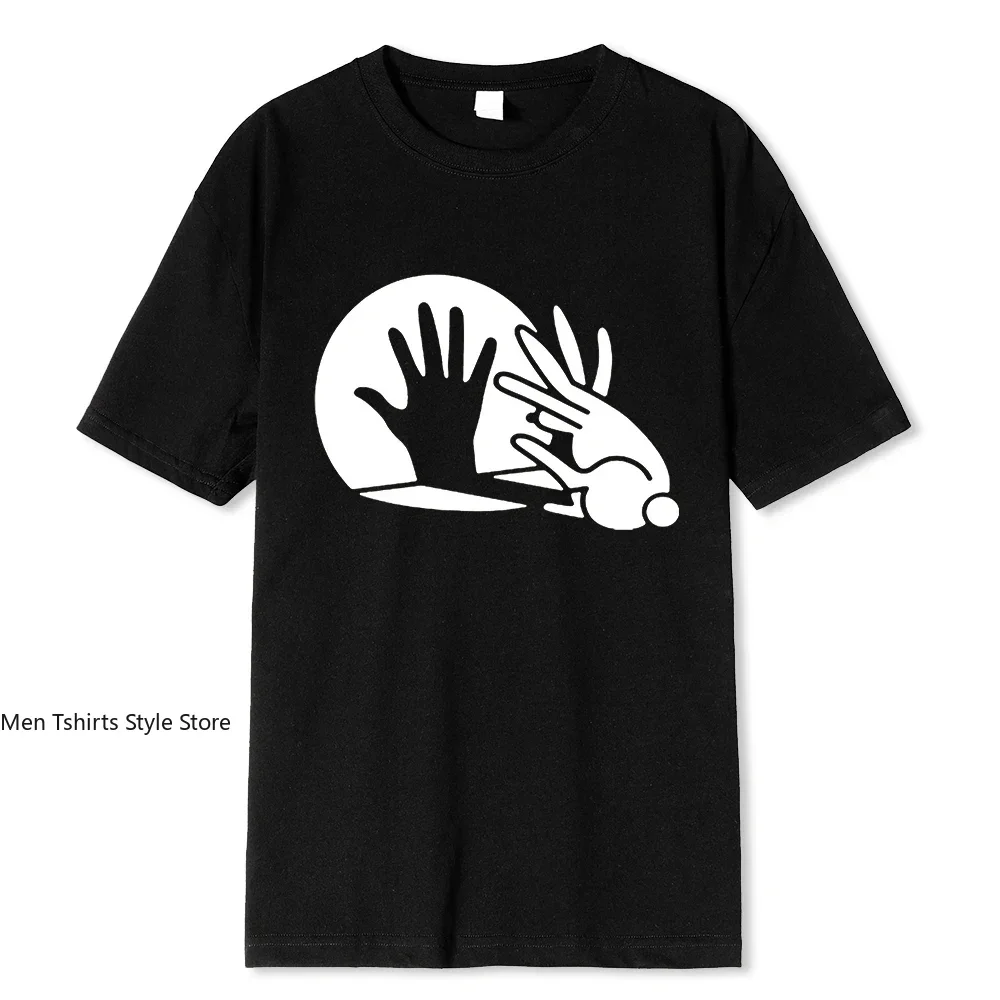 Men Women Funny Rabbit Shirt Animal Bunny Lover Shadow Play Pun Gift T-Shirt Oversized Tops Shirt Prevailing 100% Cotton T Shirt